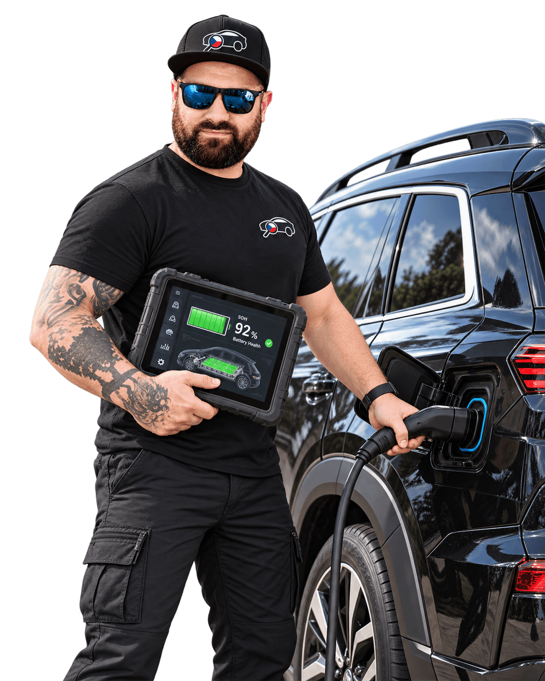 Ladislav Křivánek provádí AVILOO test trakční baterie elektromobilu